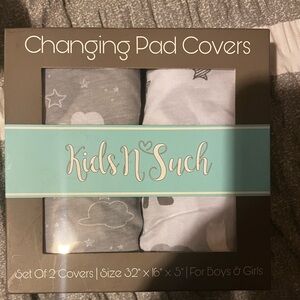Kids N Such Changing Pad Covers - Gray and White